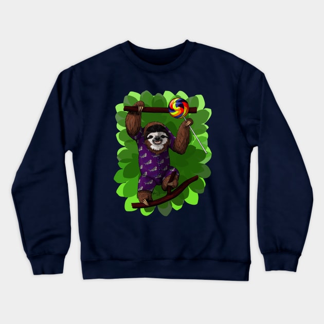Lolly Sloth Crewneck Sweatshirt by Magickal Vision: The Art of Jolie E. Bonnette